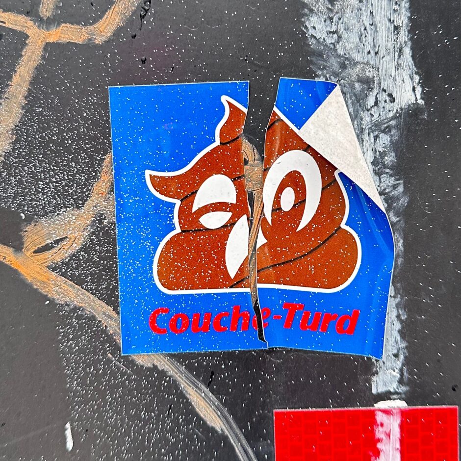 Couche Tard logo merged with poop emoji