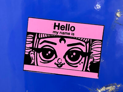 Pink sticker with girl face