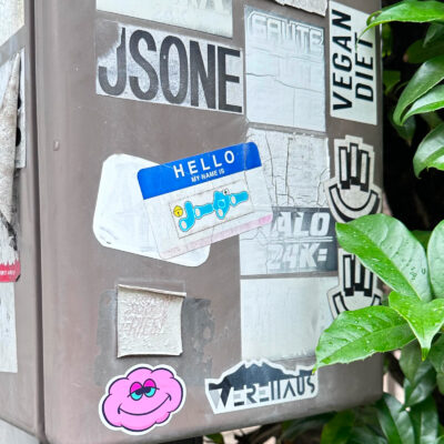 Pink smiley cloud sticker