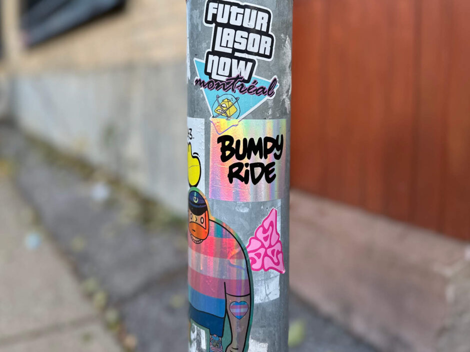 Sticker collage on a post