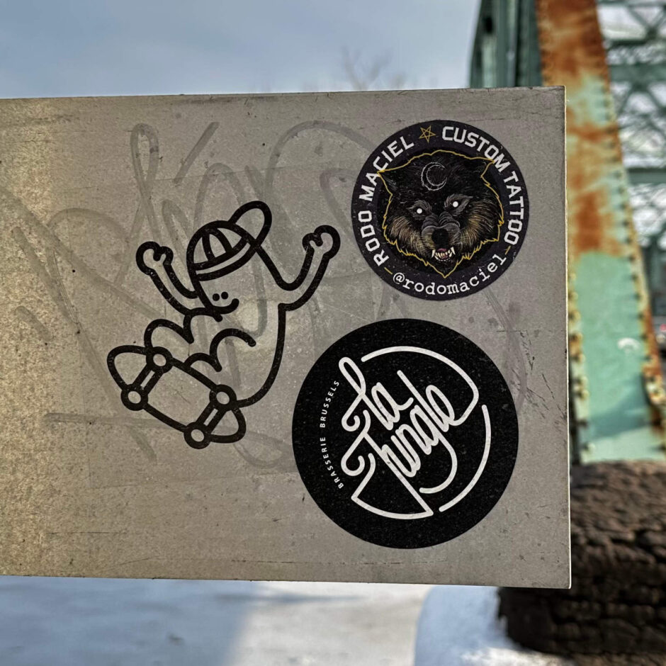 Skateboarding line character sticker