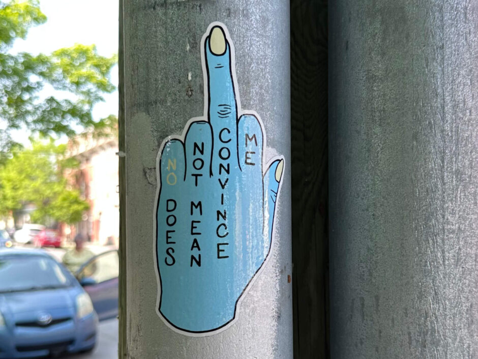 Blue middle finger