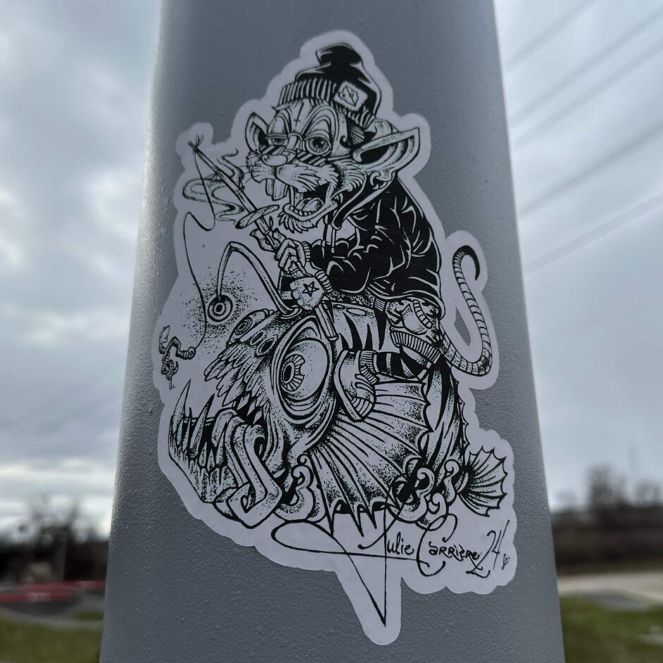 Rat fishing sticker