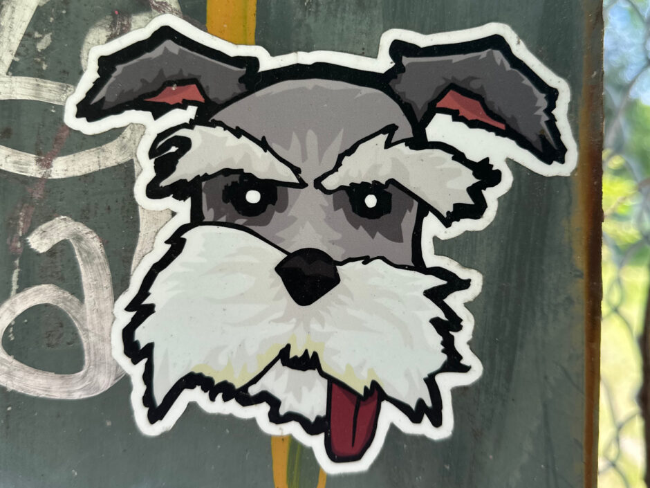 Dog with tongue sticking out sticker