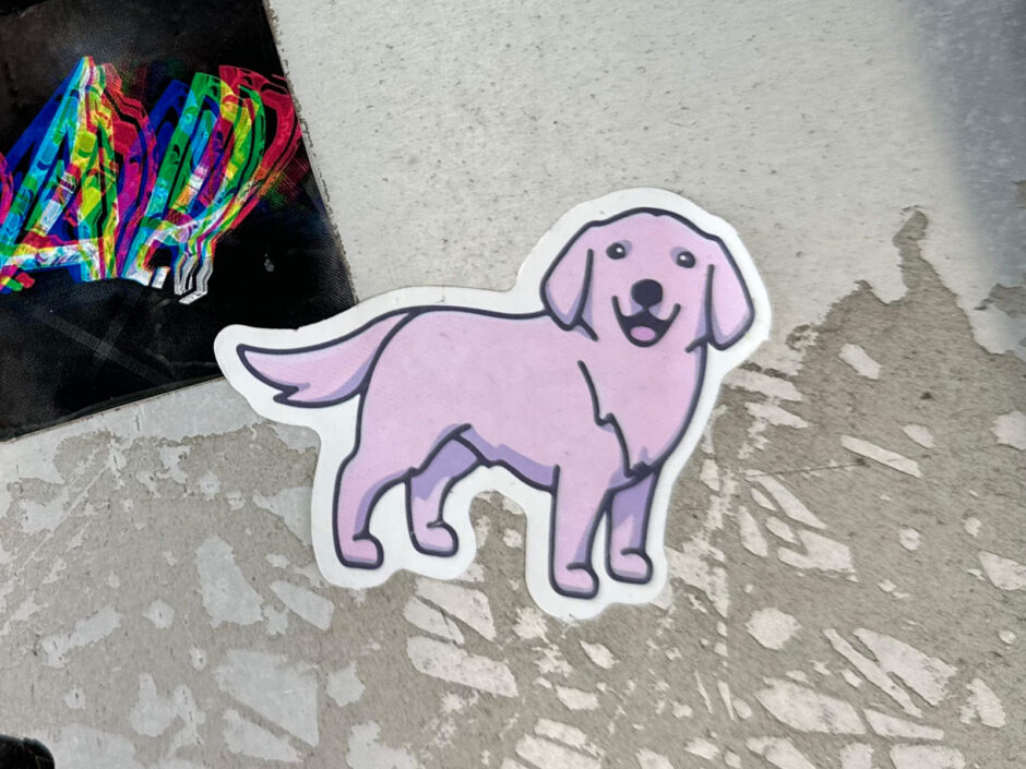 Pink dog sticker