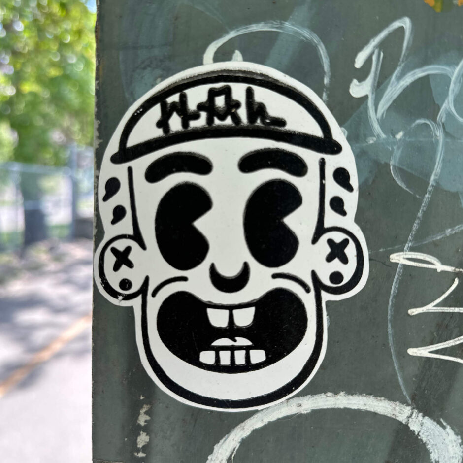 Black & White Siling Face Cartoon Sticker