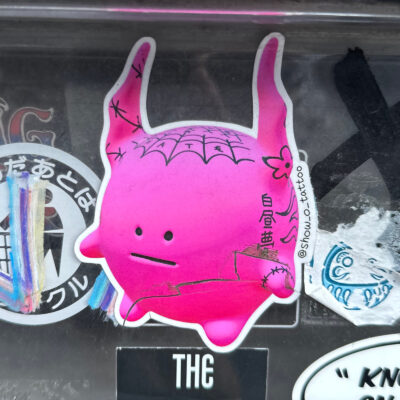 Pink Cartton ball with tattoos