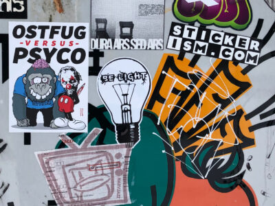 Panel covered in stickers