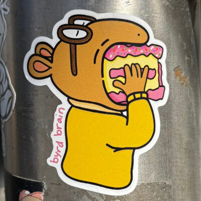 Eating cake cartoon sticker