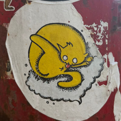 Cat licking butt sticker