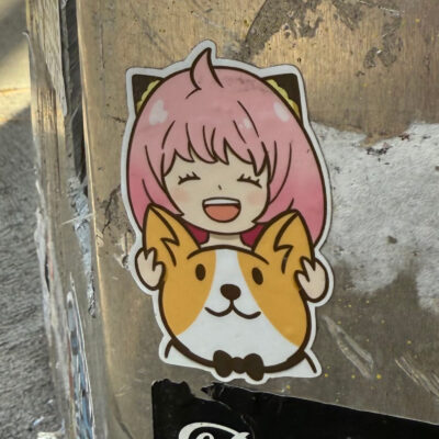 Girl with dog kawaii sticker