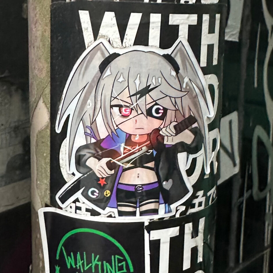 Girl Manga character with sword sticker
