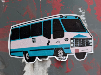 Blue cartoon van sticker