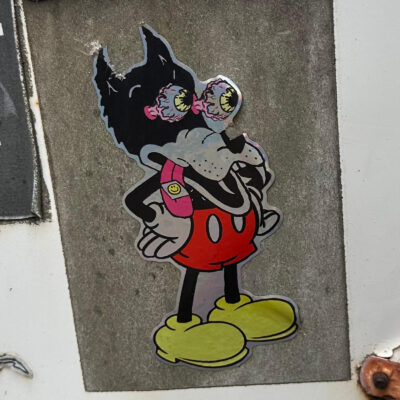 Cartoon wolf on acid sticker