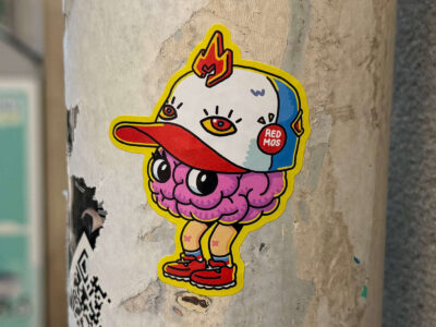 Brain with cap sticker